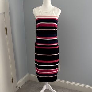 White House Black Market Striped Midi Dress - Black, Pink, White
